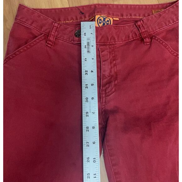 Tory Burch Alexa Cropped Super Skinny Jeans Red Designer Stretch Size 26 - Picture 8 of 13